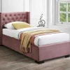 Bed Met Opbergruimte 90 X 200 Cm Met Gecapitonneerd Hoofdbord Fluweel Roze Met Matras Massimo-Vente-unique Discount