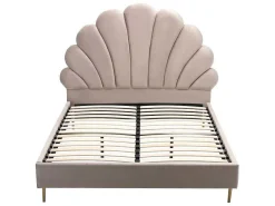 Bed Met Schelpvorm 140 X 190 Cm - Velours - Beige - Livaya-Vente-unique Clearance