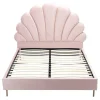 Bed Met Schelpvorm 140 X 190 Cm - Velours - Roze - Livaya-Vente-unique Sale