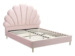 Bed Met Schelpvorm 140 X 190 Cm - Velours - Roze - Livaya-Vente-unique Sale