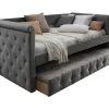 Bed Met Slaaplade Louise - 2 X 90 X 190 Cm - Grijze Stof-Vente-unique Online