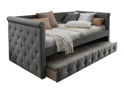 Bed Met Slaaplade Louise - 2 X 90 X 190 Cm - Grijze Stof-Vente-unique Online