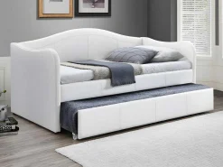 Bedbank Met Uitschuifbed Mathilde - 2 X 90 X 190Cm - Kunstleer - Wit-Vente-unique Best