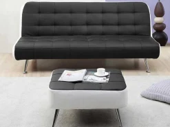 Bedbank Van Kunstleer Murni En Poef - Zwart-Vente-unique Best