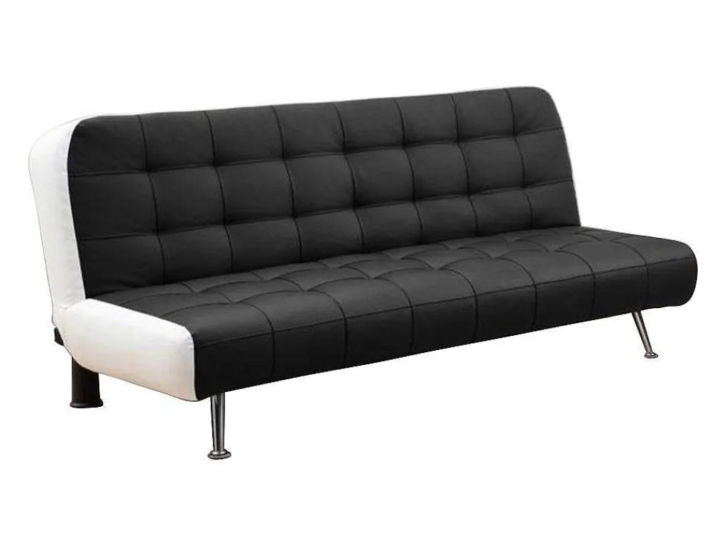 Bedbank Van Kunstleer Murni En Poef - Zwart-Vente-unique Best