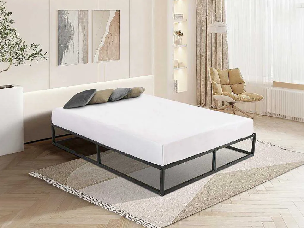 Bedbodem Met Latten Van Metaal 140 X 190 Cm - 2 X 19 Latten - Zwart - Rammus Van Ysmee-Ysmée Discount