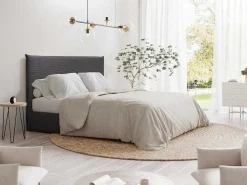 Bedhoofd 180 Cm - Ribfluweel - Antraciet Grijs - Ambrilia-Vente-unique