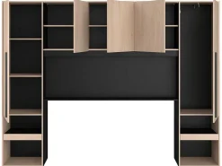 Bedkast Met Opbergruimte - Met Ledverlichting - L265 Cm - Kleur: Naturel En Zwart - Velona-Vente-unique Online