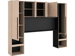 Bedkast Met Opbergruimte - Met Ledverlichting - L265 Cm - Kleur: Naturel En Zwart - Velona-Vente-unique Online