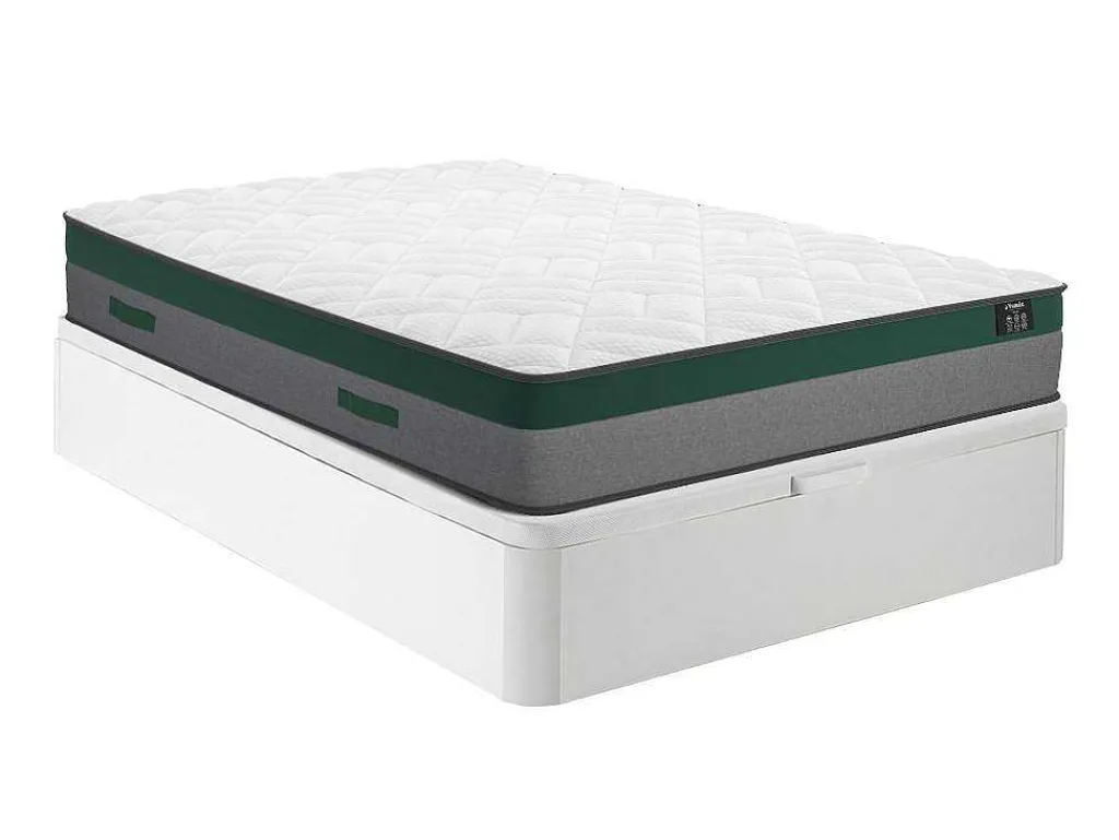 Bedset 140 X 190 Cm - Witte Bedbodem Met Opbergruimte + Matras Met Pocketveren - Prestige Van Ysmee Play-Ysmée Clearance