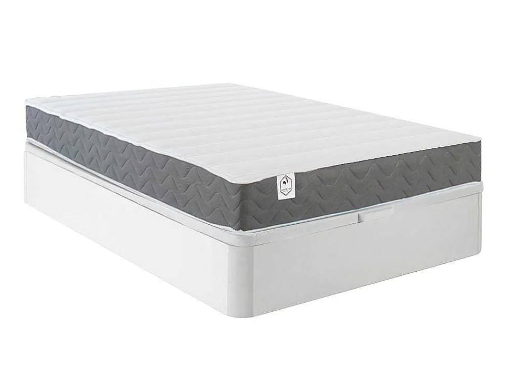 Bedset 140 X 190 Cm - Witte Bedbodem Met Opbergruimte + Matras In Schuim Met Hoge Dichtheid - Heaven Van Play-DREAMEA New