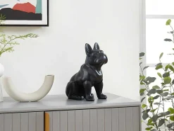Beeld Van Franse Bulldog - Hars - L. 27 X B. 16 X H. 32 Cm - Mat Zwart - Doggo-OZAIA New