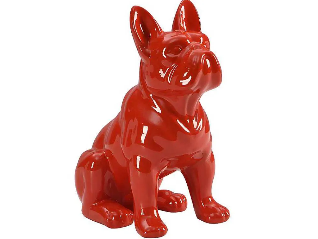 Beeld Van Franse Bulldog - Hars - L. 27 X B. 16 X H. 32 Cm - Rood - Doggo-OZAIA Outlet