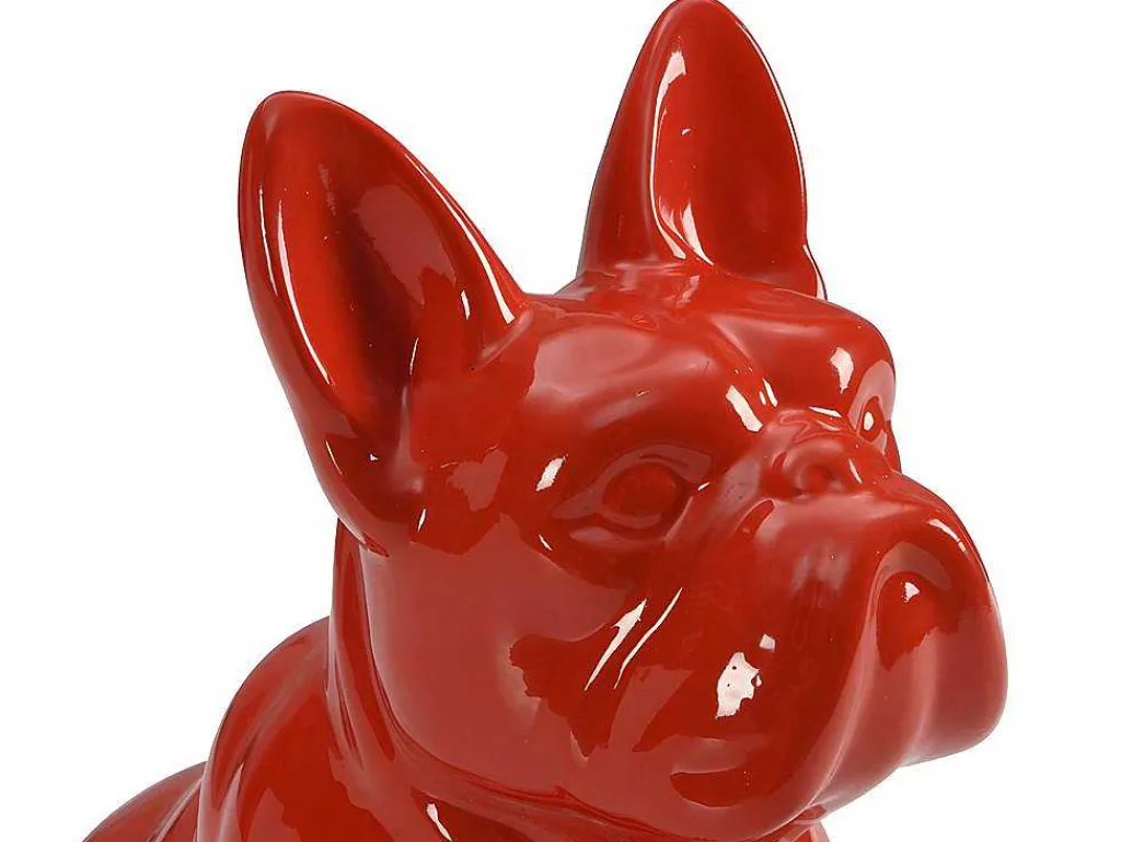 Beeld Van Franse Bulldog - Hars - L. 27 X B. 16 X H. 32 Cm - Rood - Doggo-OZAIA Outlet