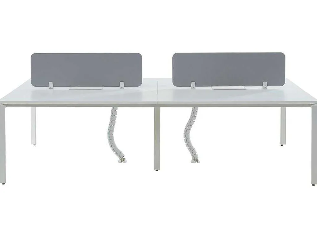 Benchbureau Voor 4 Personen - Wit - L140 Cm - Met Afscheidingen - Downtown-Workēa