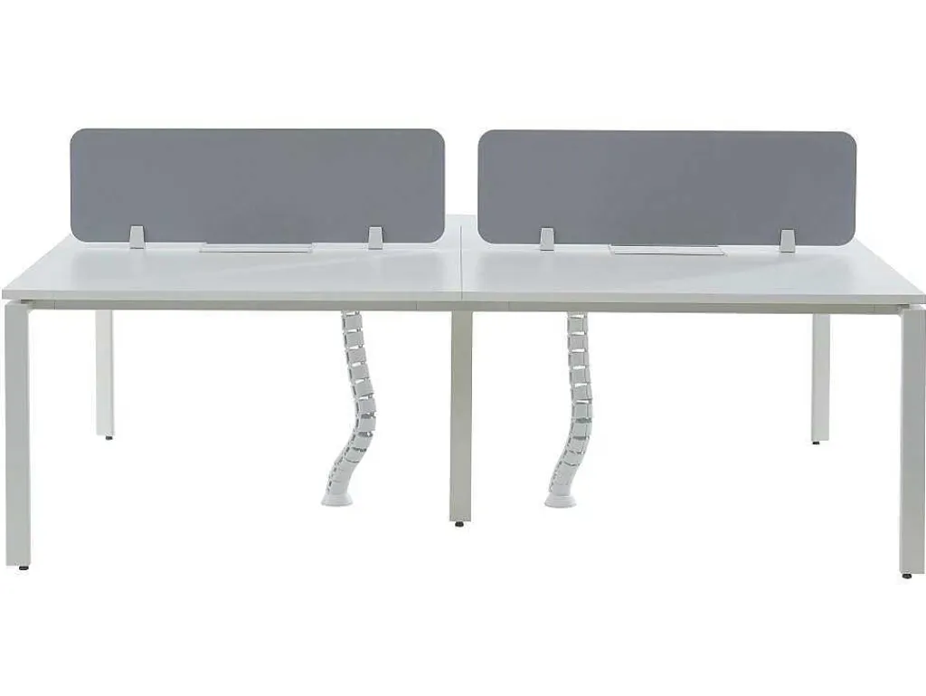 Benchbureau Voor 4 Personen - Wit - L120 Cm - Met Afscheidingen - Downtown-Workēa Outlet