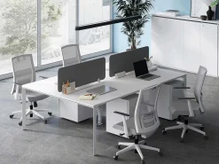 Benchbureau Voor 4 Personen - Wit - L120 Cm - Met Afscheidingen - Downtown-Workēa Outlet