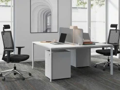 Benchbureau Voor 2 Personen - Wit - L120 Cm - Met Afscheiding - Downtown-Workēa Outlet