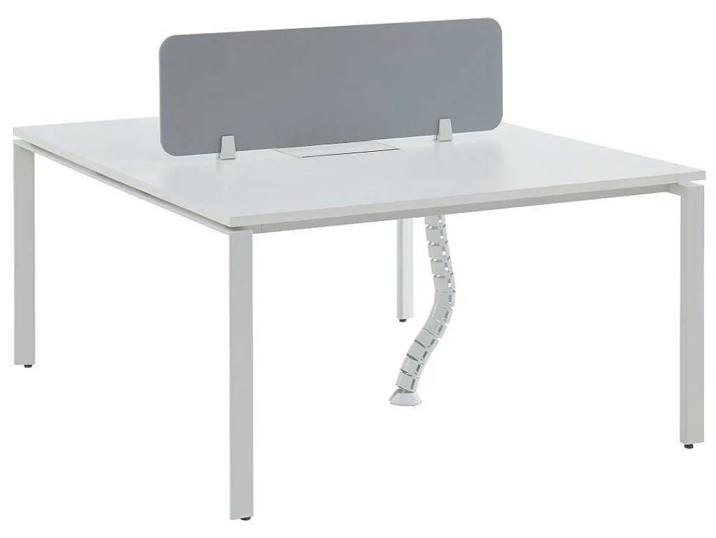 Benchbureau Voor 2 Personen - Wit - L140 Cm - Met Afscheiding - Downtown-Workēa Outlet