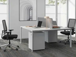 Benchbureau Voor 2 Personen - Wit - L160 Cm - Met Afscheiding - Downtown-Workēa Clearance