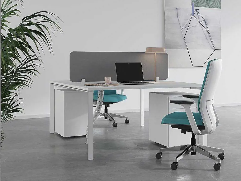 Benchbureau Voor 2 Personen - Wit - L160 Cm - Met Afscheiding - Downtown-Workēa Clearance