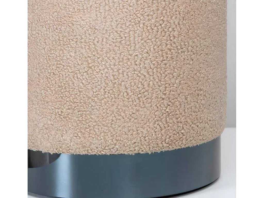 Benji Poef, Hocker O35Cm Teddystof Beige, Zwart.-Venture Home