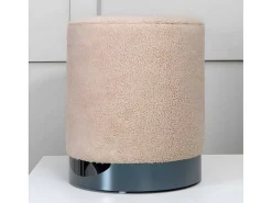Benji Poef, Hocker O35Cm Teddystof Beige, Zwart.-Venture Home
