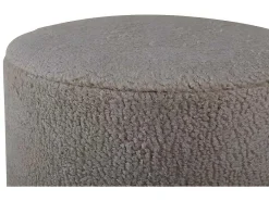 Benji Poef, Hocker O35Cm Teddystof Beige, Zwart.-Venture Home