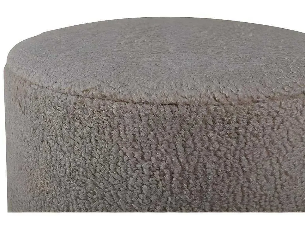 Benji Poef, Hocker O35Cm Teddystof Beige, Zwart.-Venture Home