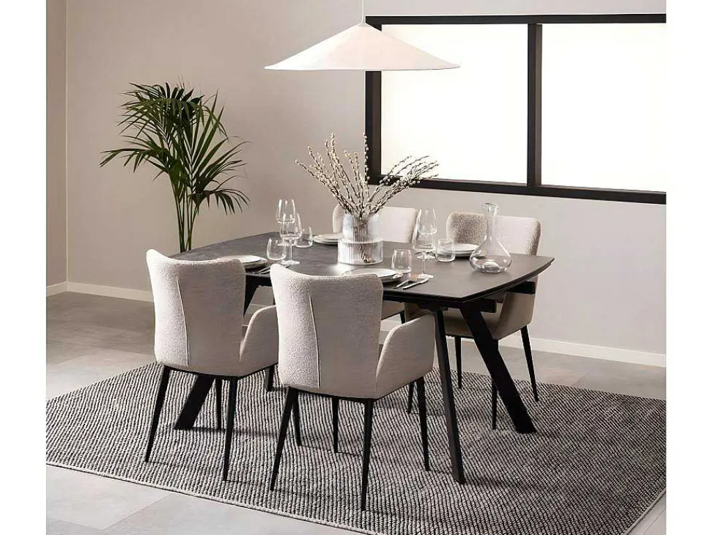 Berry Eetkamertafel 97X160/240Cm Met Extra Plaat Zwart.-Vente-unique New