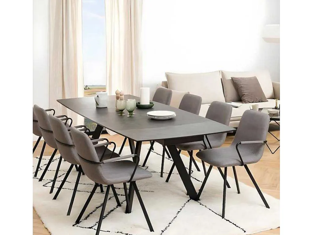 Berry Eetkamertafel 97X160/240Cm Met Extra Plaat Zwart.-Vente-unique New