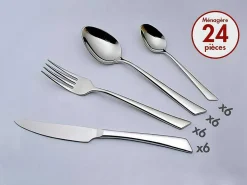 Bestekset 24 Stukken Van Inox Grazia - Spiegelende Afwerking - Zilverkleurig-OZAIA Best