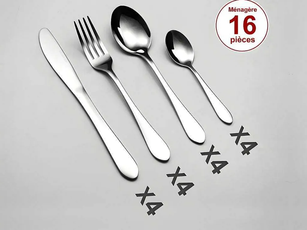 Bestekset 16 Stuks Van Inox Tradi - Spiegelende Afwerking - Zilverkleurig-OZAIA Hot