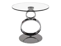 Bijzettafel Joline - Transparant Gehard Glas En Stalen Voet-Maison Céphy Outlet