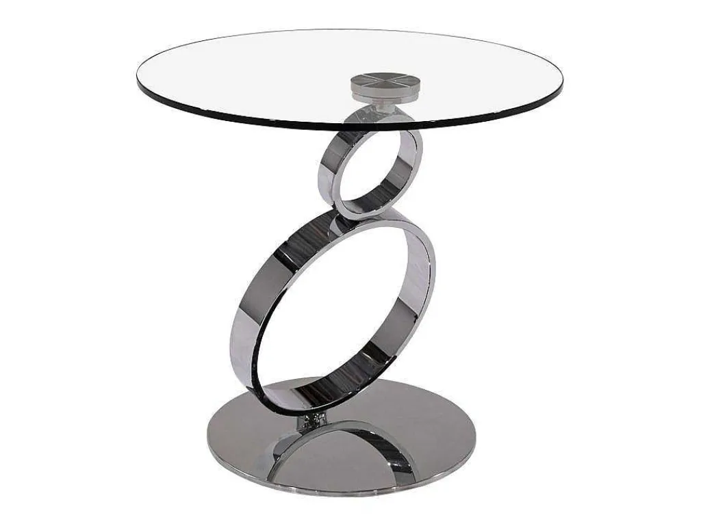 Bijzettafel Joline - Transparant Gehard Glas En Stalen Voet-Maison Céphy Outlet