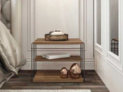 Bijzettafel Met 1 Plank - Licht Naturel En Zwart - Brilena-Vente-unique Outlet