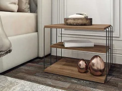 Bijzettafel Met 1 Plank - Licht Naturel En Zwart - Brilena-Vente-unique Outlet