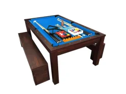 Biljarttafel 7 Voet Blauw Converteerbaar Met Banken Theti-ELITESHOPPING Online