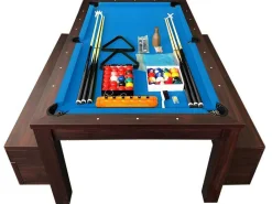Biljarttafel 7 Voet Blauw Converteerbaar Met Banken Theti-ELITESHOPPING Online