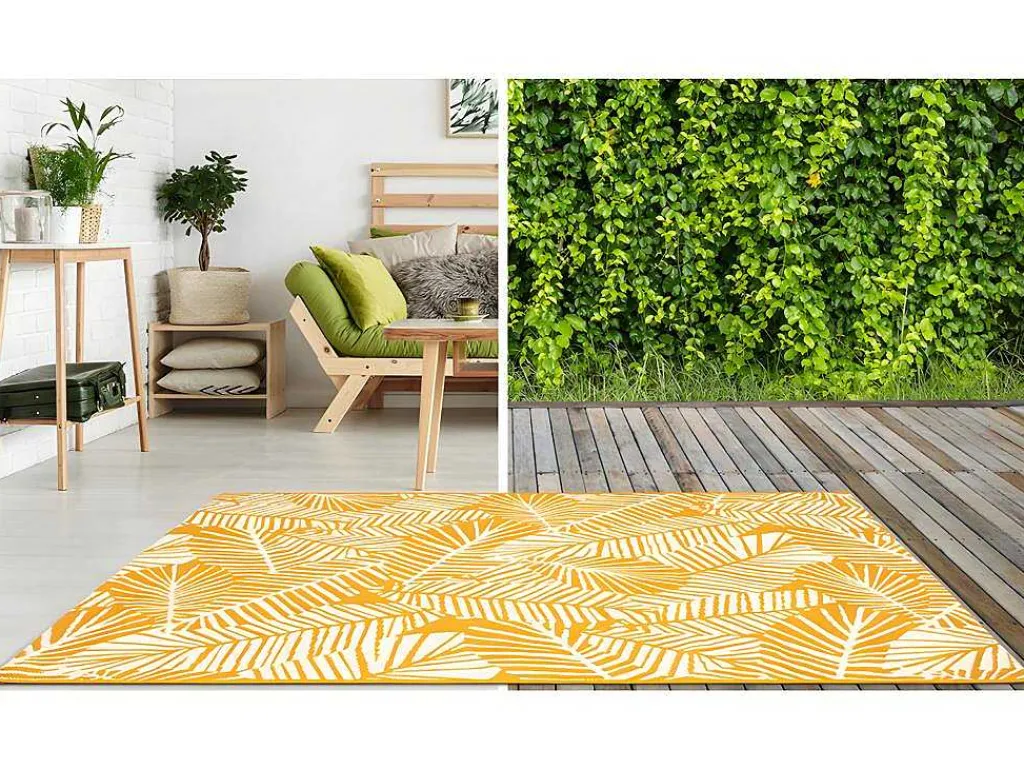 Binnen- Of Buitentapijt Bloemenmotief Curitiba - 150 X 200 Cm - Geel-OZAIA Discount