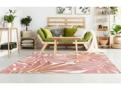 Binnen- Of Buitentapijt Etnische Stijl Bloemenmotief Roceta - 150 X 200 Cm - Roze-OZAIA Outlet