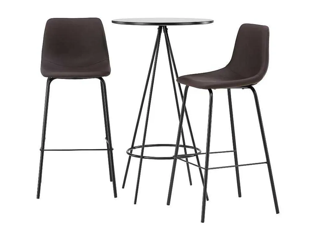 Bistro Barmeubelset Bartafel Zwart En 2 Alexi Barstoelen Bruin.-Vente-unique Discount