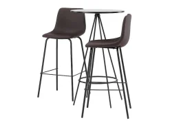 Bistro Barmeubelset Bartafel Zwart En 2 Alexi Barstoelen Bruin.-Vente-unique Discount