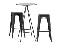 Bistro Barmeubelset Bartafel Zwart En 2 Tempe Barstoelen Zwart.-Vente-unique Discount