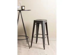 Bistro Barmeubelset Bartafel Zwart En 2 Tempe Barstoelen Dunkergrijs.-Vente-unique Discount