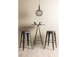 Bistro Barmeubelset Bartafel Zwart En 2 Tempe Barstoelen Dunkergrijs.-Vente-unique Discount