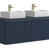 Blauw Hangend Badkamermeubel Met Dubbele Wastafel - 120 Cm - Josepha-Vente-unique Hot