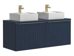 Blauw Hangend Badkamermeubel Met Dubbele Wastafel - 120 Cm - Josepha-Vente-unique Hot