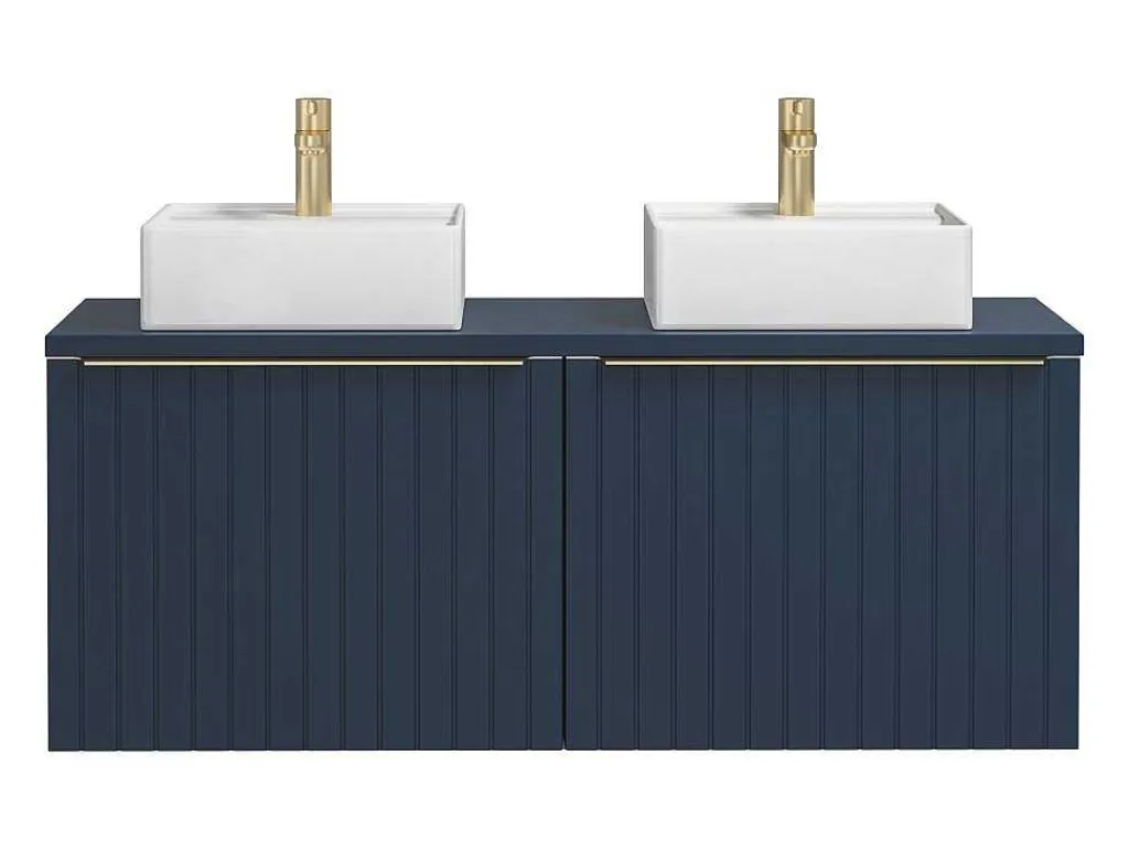 Blauw Hangend Badkamermeubel Met Dubbele Wastafel - 120 Cm - Josepha-Vente-unique Hot