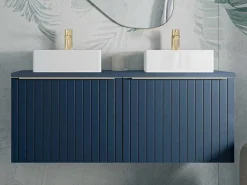 Blauw Hangend Badkamermeubel Met Dubbele Wastafel - 120 Cm - Josepha-Vente-unique Hot